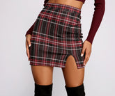 Moment In Karierter Minirock mit hoher Taille